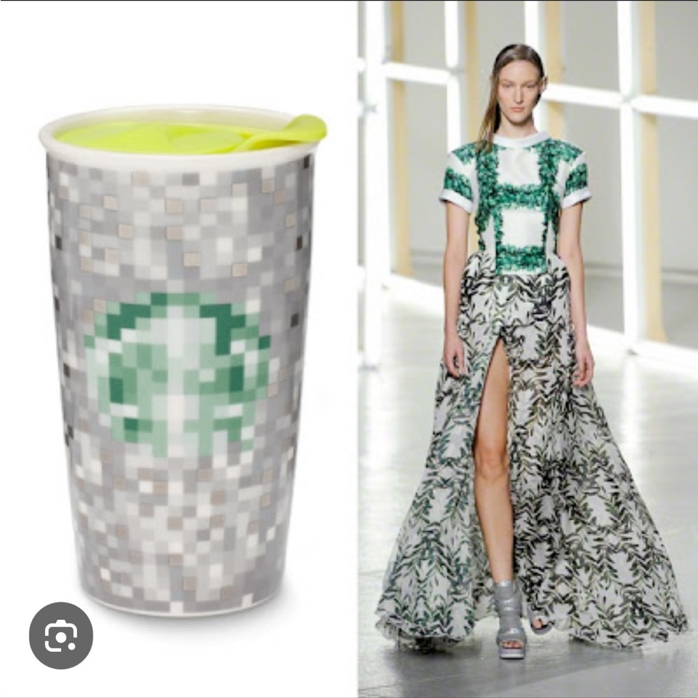 Starbucks x Rodarte 2012 ceramic coffee mug with lid 12 oz